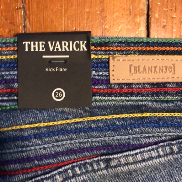 NWT Blank NYC the Varick kick flare jean with embroidery - Picture 5 of 8